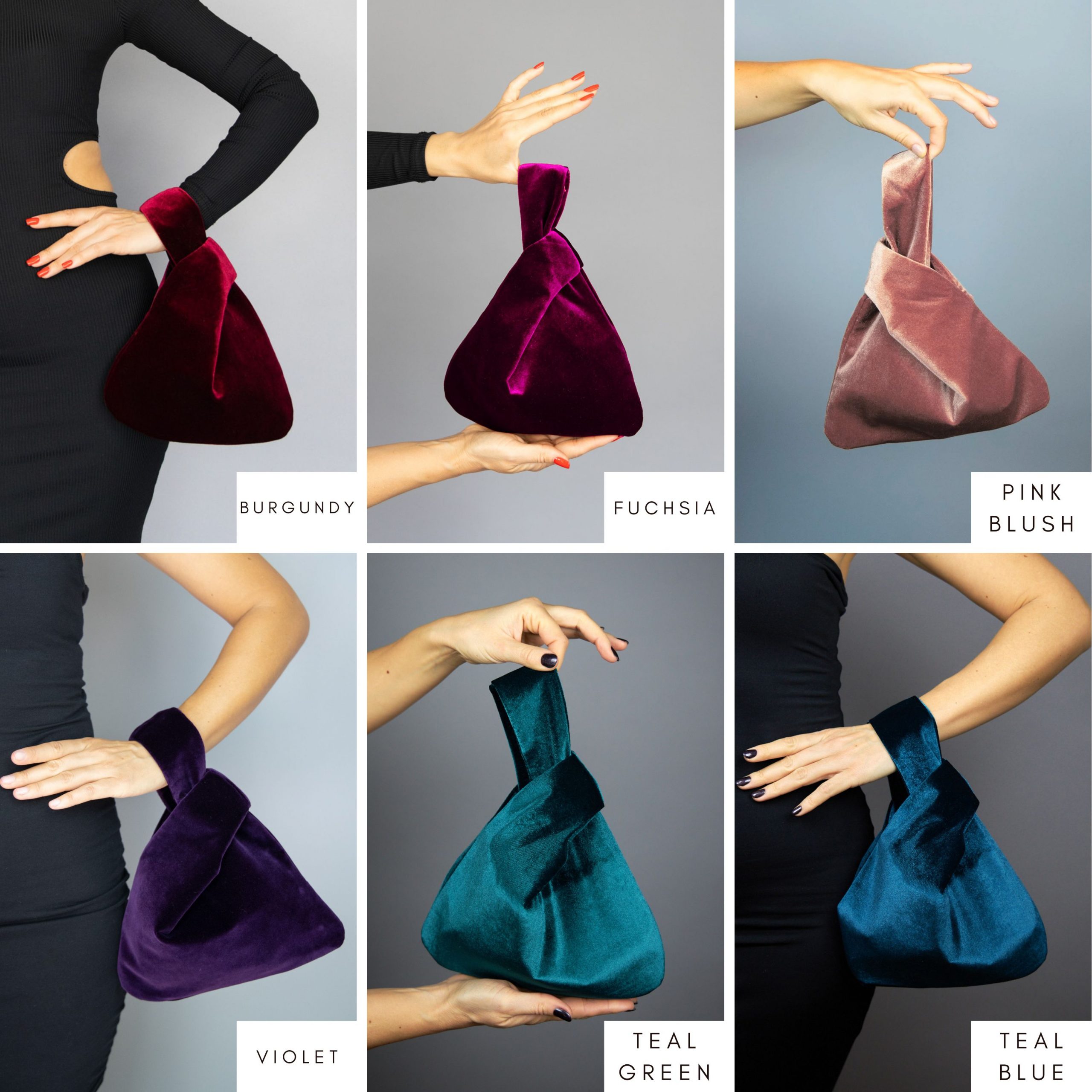 オニュPERCENT % 【JAPAN ONLY】VELOUR BAG Teal green velvet purse japanese knot bag - BridalSpain