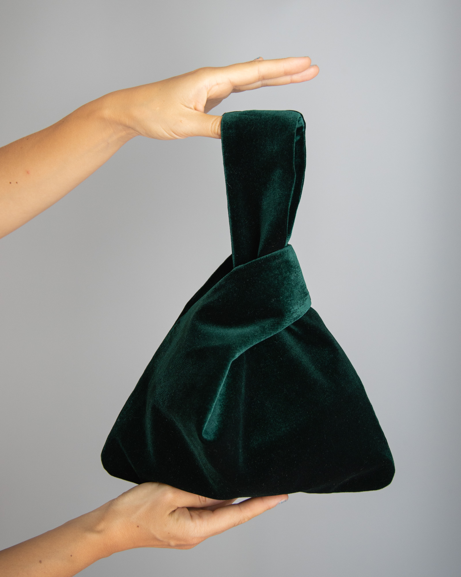 Green Japanese knot bag purse clutch green velvet wedding, party, special occasion, simple and elegant bag, evening dress, green prom purse.