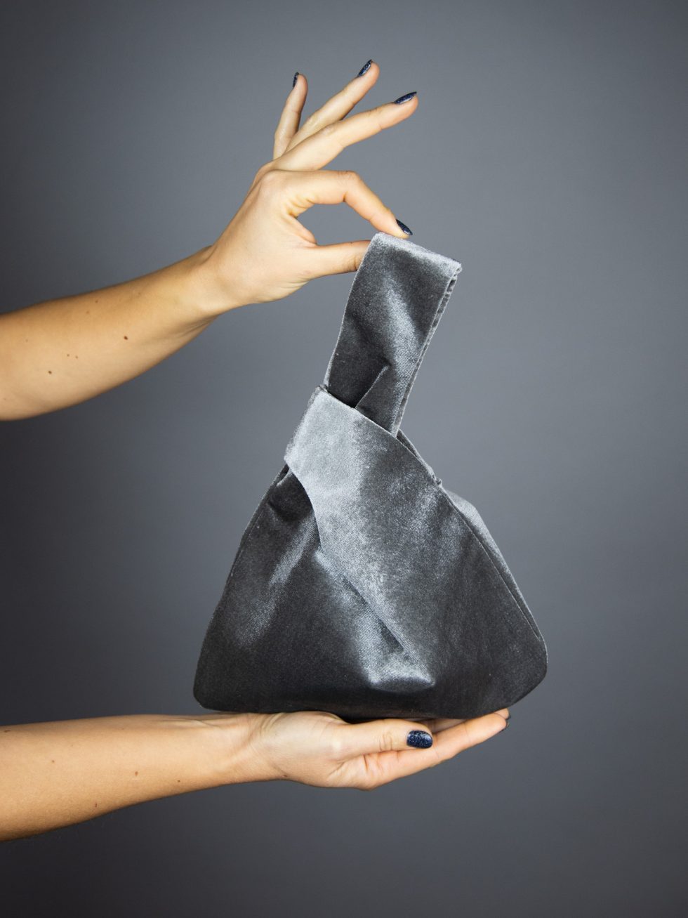 Grey Japanese knot bag purse clutch green velvet wedding, party, special occasion, simple and elegant bag, evening dress, green prom purse.