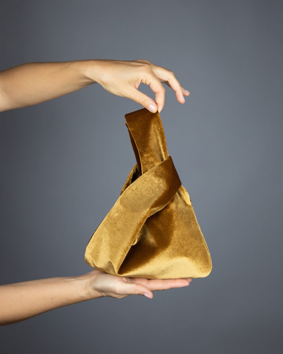 Gold japanese knot bag purse clutch green velvet wedding, party, special occasion, simple and elegant bag, evening dress, green prom purse.