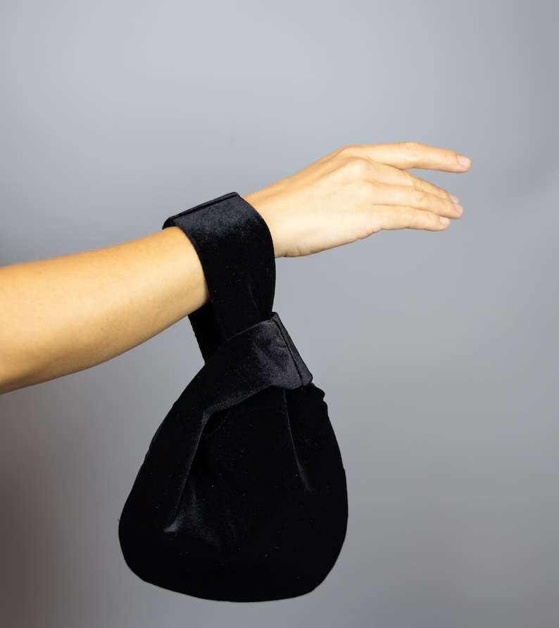 black velvet purse japanese knot bag