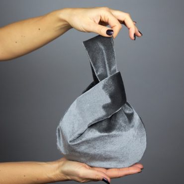 grey velvet purse japanese knot bag
