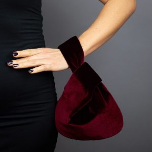 burgundy velvet purse japanese knot bag
