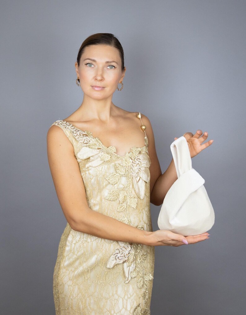 ivory velvet purse japanese knot bag