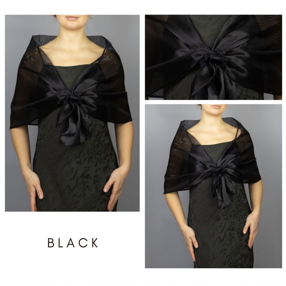 Black Woman wrap navy blue Organza knot wrap shawl shrug bridesmaids gift party outfit evening shawl prom shawl navy blue scarf mother gift