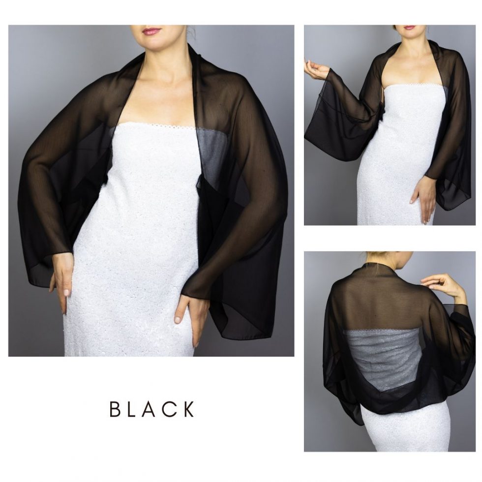 Black wrap sleeves capelet wrap shrug, soft Black evening shrug, evening capelet, shoulder cape, Black jacket prom wrap
