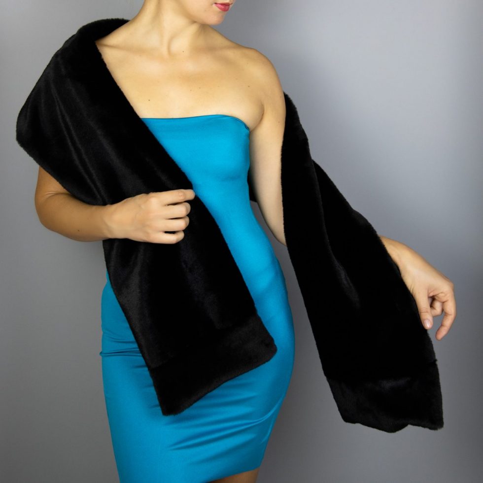 Black Beige Faux Fur Shrug wrap capelet shawl and muff wedding party evening dress communion, very soft fur, winter wrap