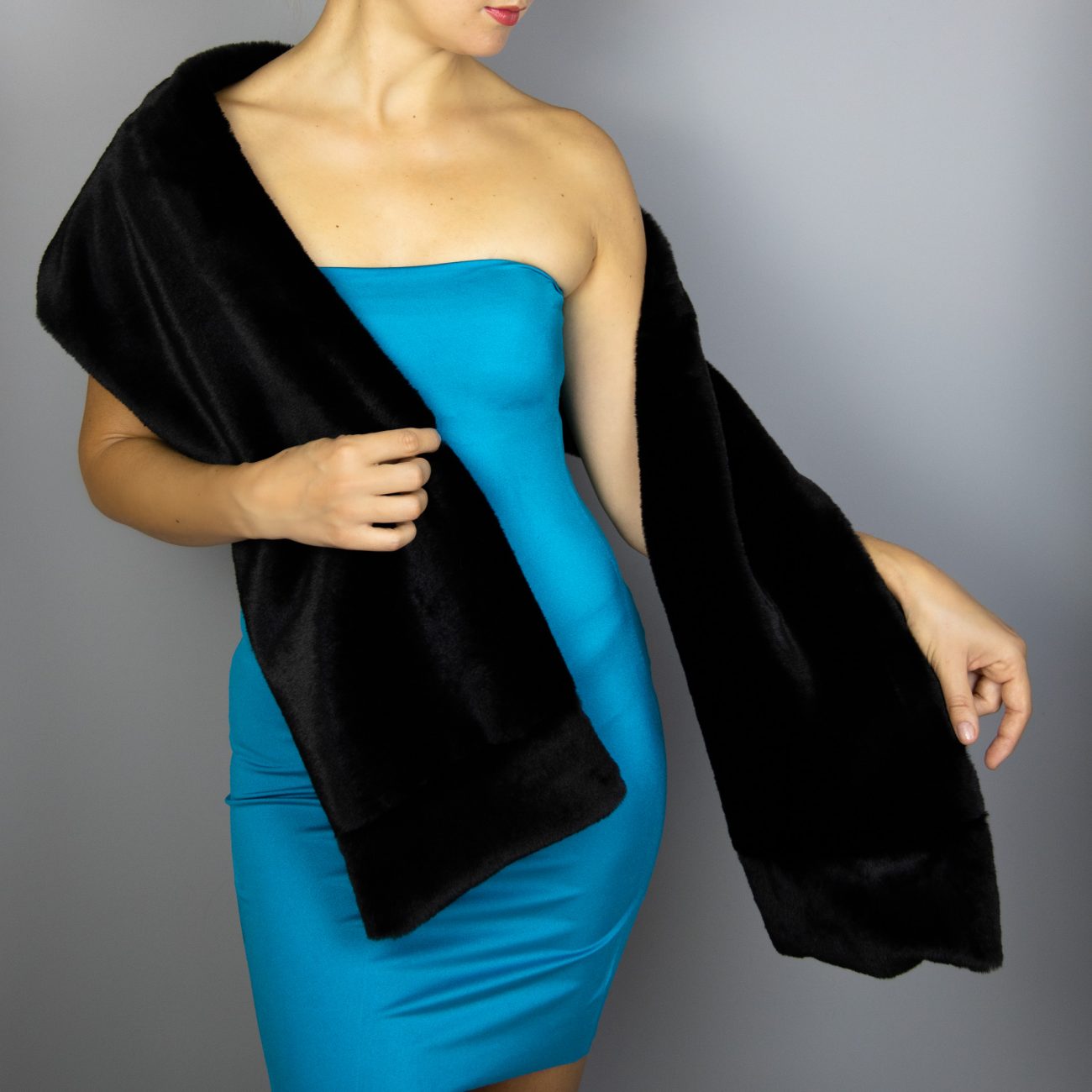 Black Beige Faux Fur Shrug wrap capelet shawl and muff wedding party evening dress communion, very soft fur, winter wrap