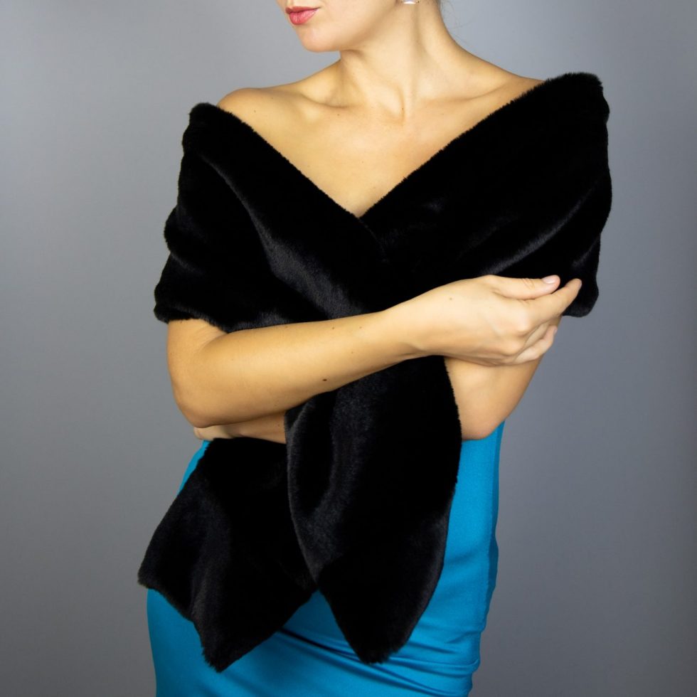 Black Beige Faux Fur Shrug wrap capelet shawl and muff wedding party evening dress communion, very soft fur, winter wrap