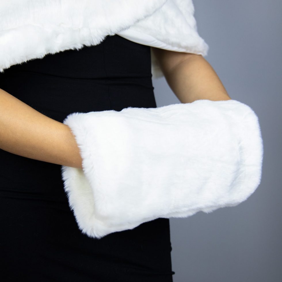 Ivory Faux Fur Shrug wrap capelet shawl and muff wedding party evening dress communion, very soft fur, winter wrap