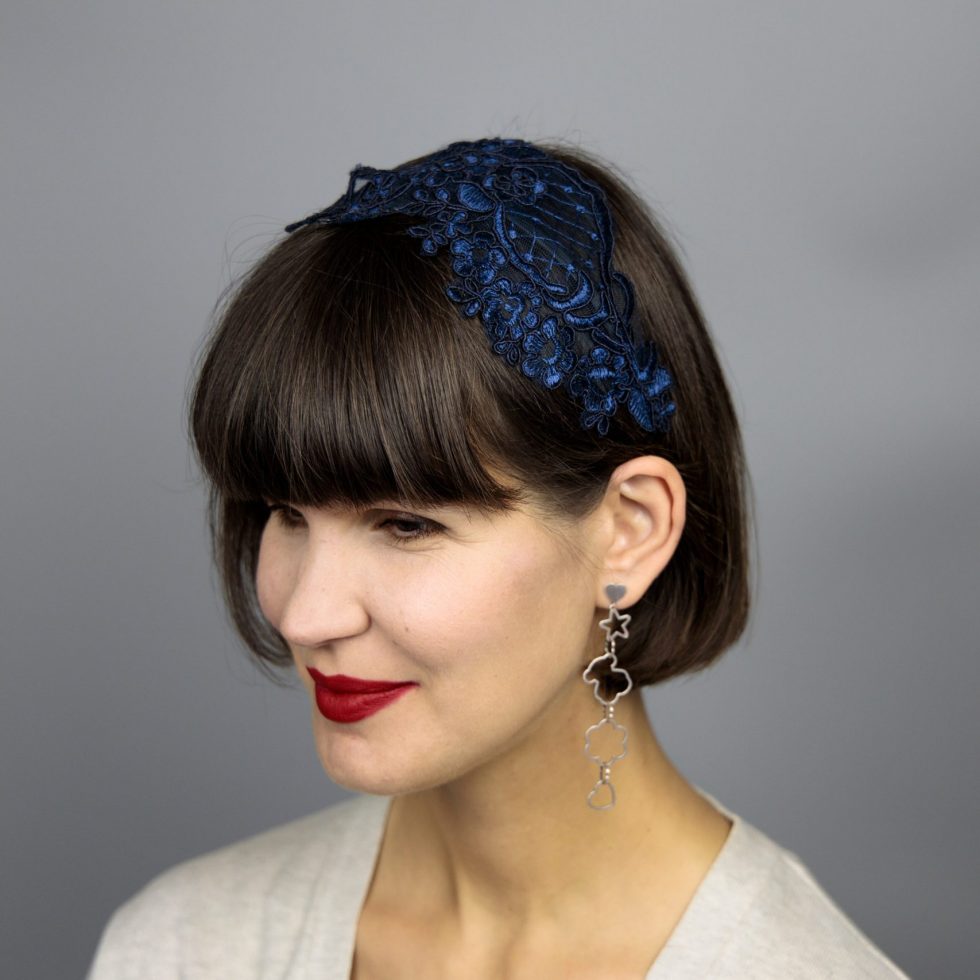 Blue / royal blue / navy blue bridesmaid evening headband tiara diadema wedding bridesmaids headband hair accessories lace headband