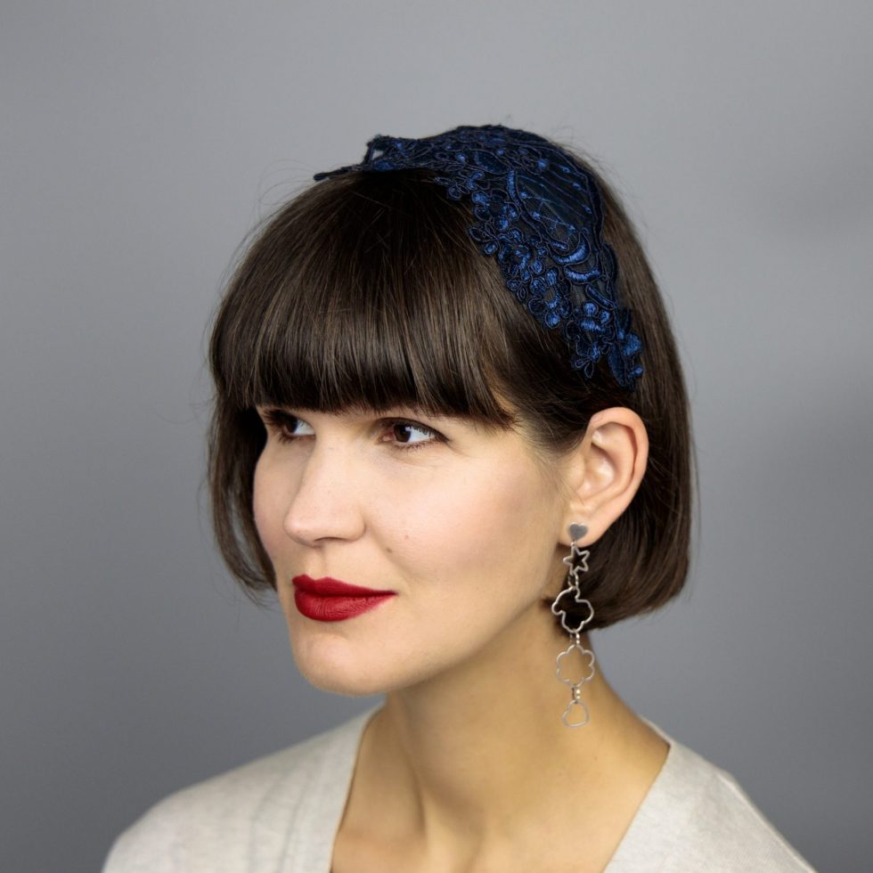 Blue / royal blue / navy blue bridesmaid evening headband tiara diadema wedding bridesmaids headband hair accessories lace headband