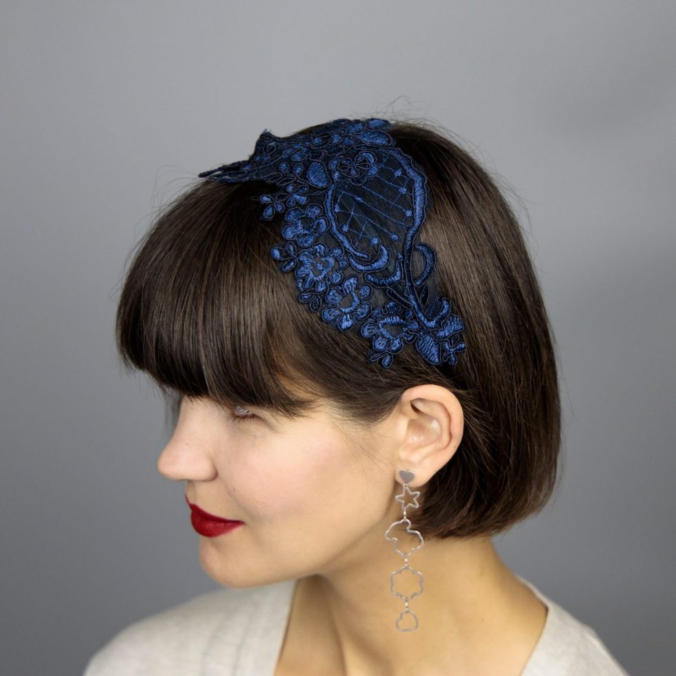 Blue / royal blue / navy blue bridesmaid evening headband tiara diadema wedding bridesmaids headband hair accessories lace headband