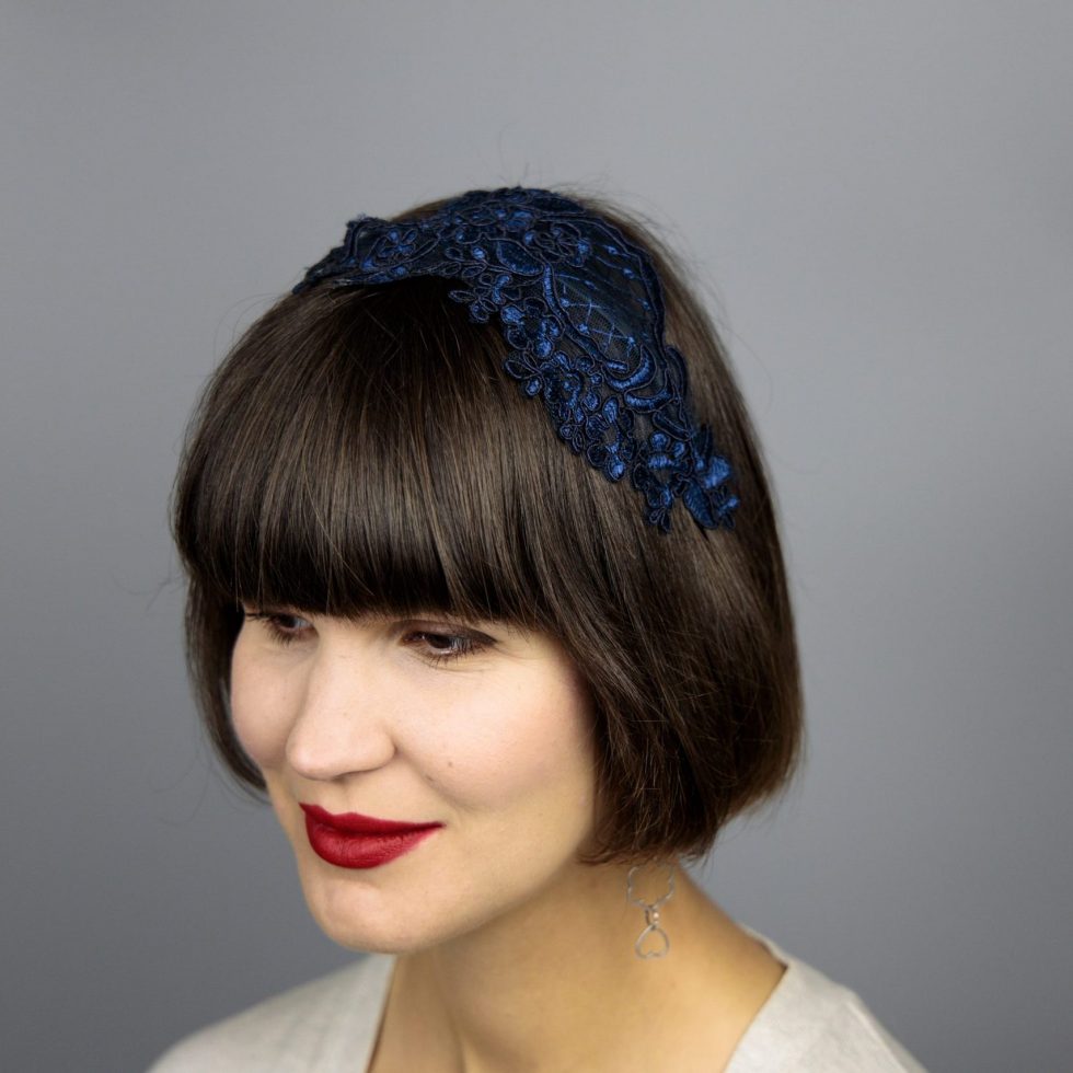 Blue / royal blue / navy blue bridesmaid evening headband tiara diadema wedding bridesmaids headband hair accessories lace headband