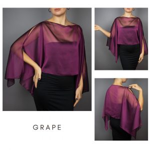 Chiffon grape wrap bolero capelet wedding or evening shrug, woman poncho, woman cape, choir cape.
