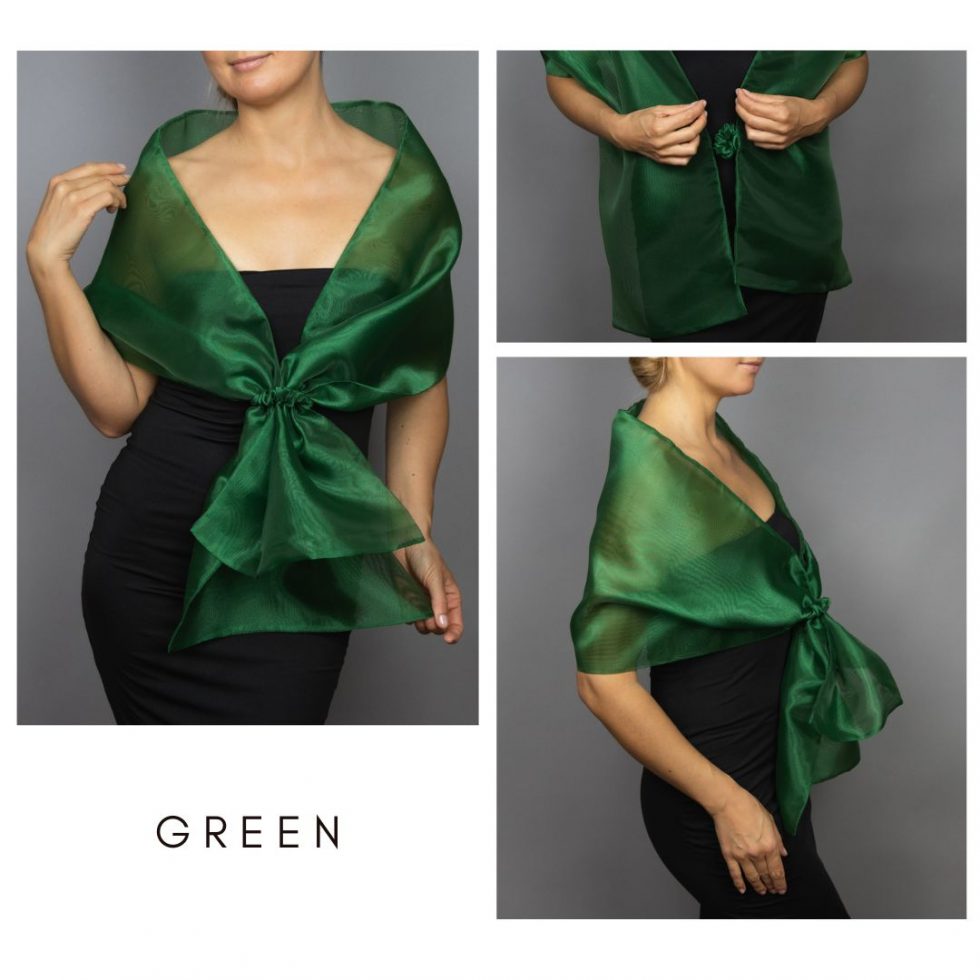 Green Woman wrap navy blue Organza knot wrap shawl shrug bridesmaids gift party outfit evening shawl prom shawl navy blue scarf mother gift