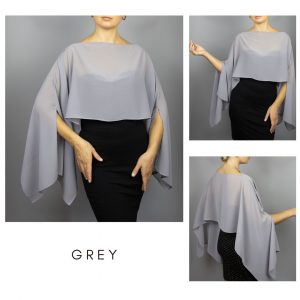 Chiffon grey wrap bolero capelet wedding or evening shrug, woman poncho, woman cape, choir cape.