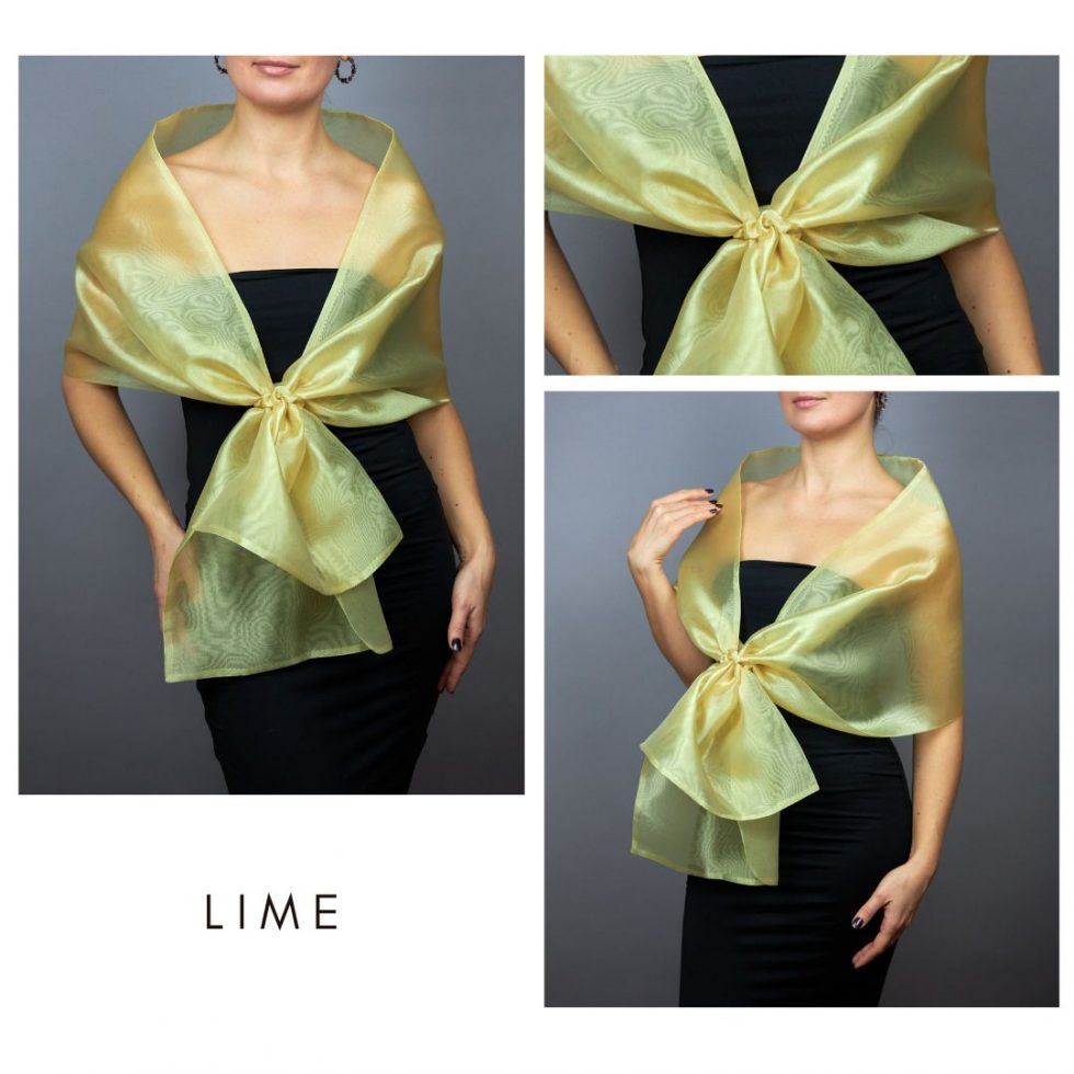 Lime Woman wrap navy blue Organza knot wrap shawl shrug bridesmaids gift party outfit evening shawl prom shawl navy blue scarf mother gift