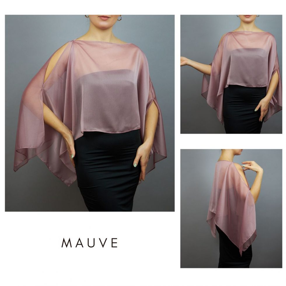 Chiffon mauve wrap bolero capelet wedding or evening shrug, woman poncho, woman cape, choir cape.