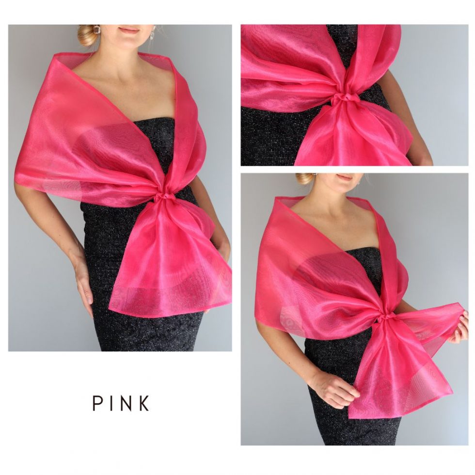 Pink Woman wrap navy blue Organza knot wrap shawl shrug bridesmaids gift party outfit evening shawl prom shawl navy blue scarf mother gift