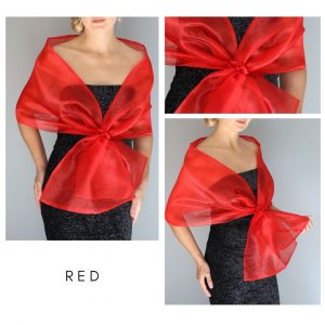 Red Woman wrap navy blue Organza knot wrap shawl shrug bridesmaids gift party outfit evening shawl prom shawl navy blue scarf mother gift
