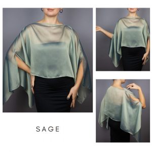 Chiffon sage green wrap bolero capelet wedding or evening shrug, woman poncho, woman cape, choir cape.