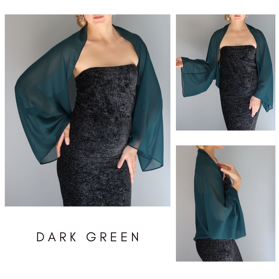 Dark green shrug sheer sleeves wrap bolero BridalSpain