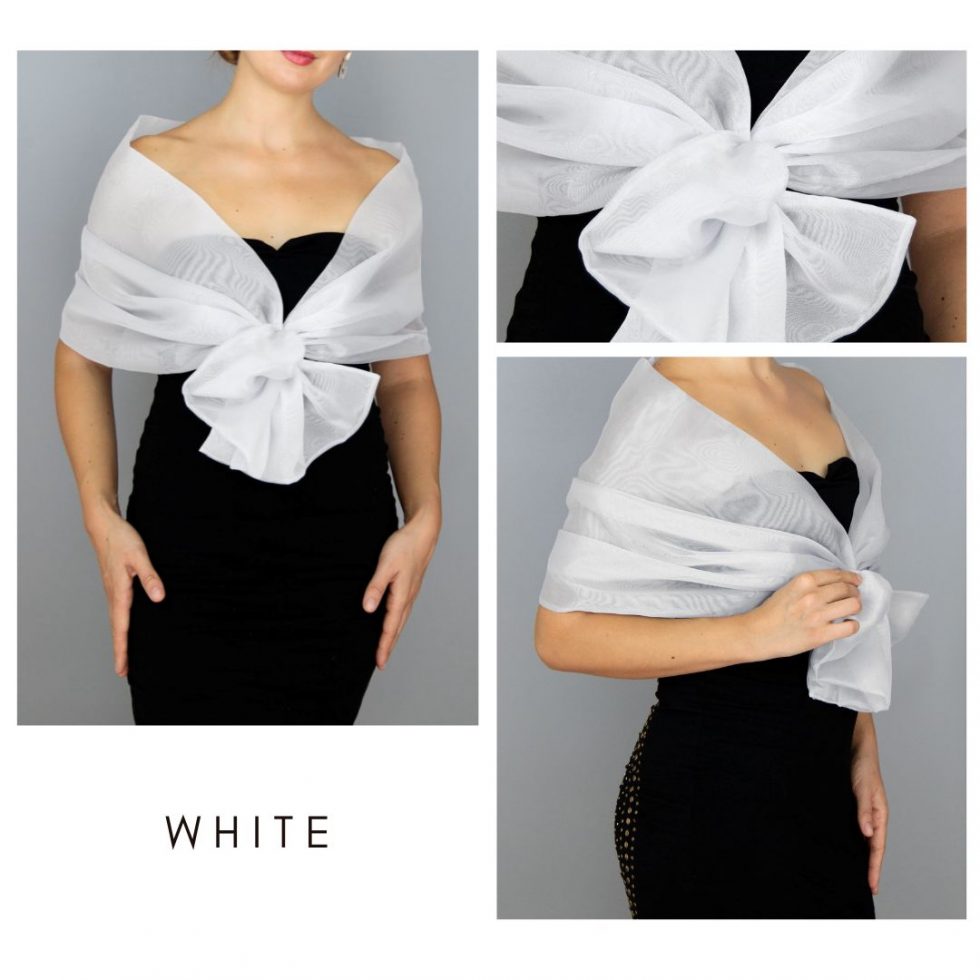 white Woman wrap navy blue Organza knot wrap shawl shrug bridesmaids gift party outfit evening shawl prom shawl navy blue scarf mother gift