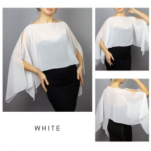 Chiffon white wrap bolero capelet wedding or evening shrug, woman poncho, woman cape, choir cape.