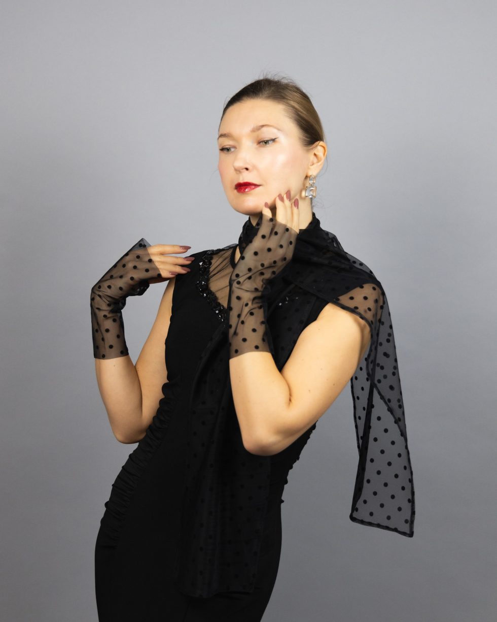 Tulle socks black polka dots socks sheer socks black transparent socks sheer shoes socks matching sheer gloves polka dots gloves woman socks.