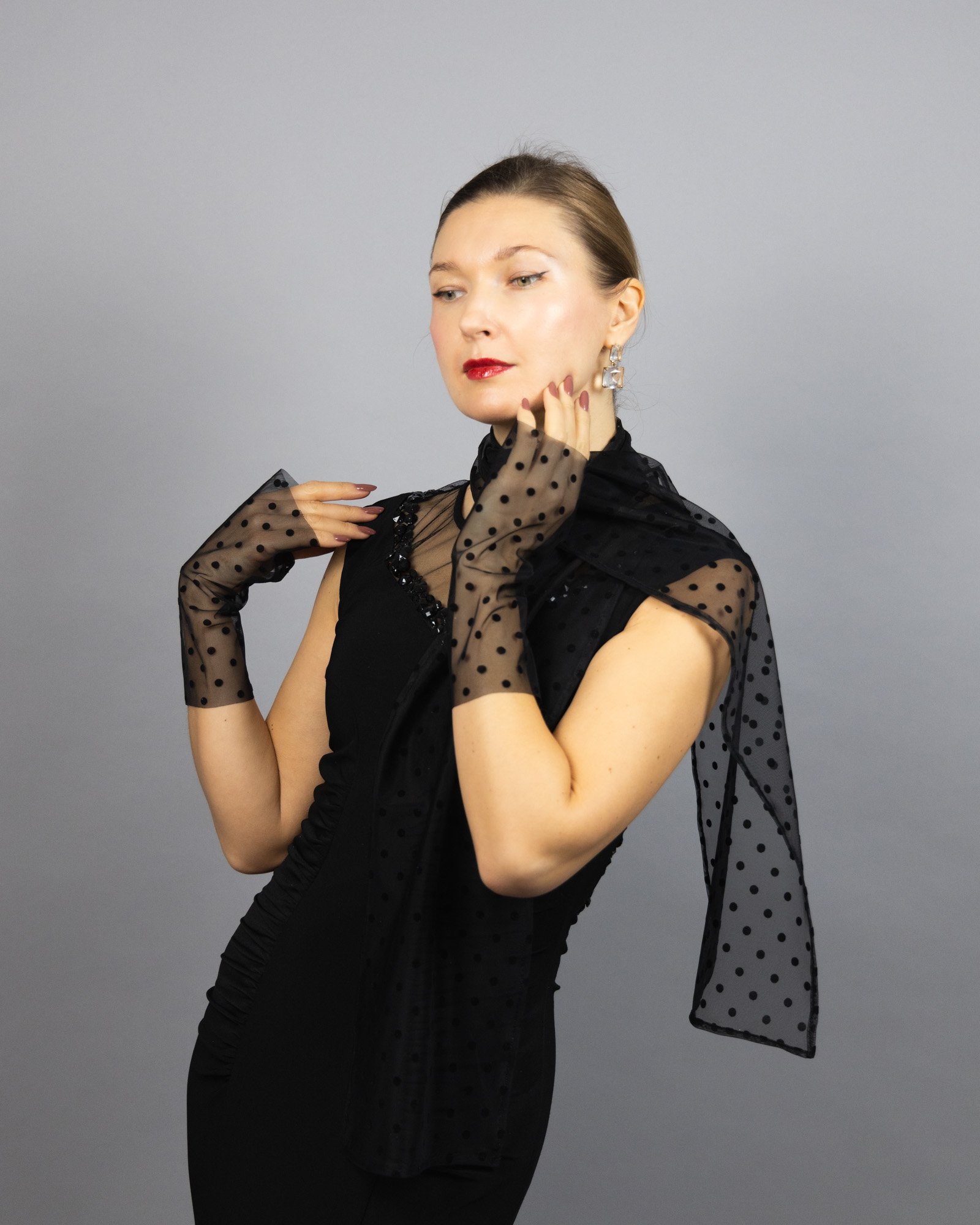 Tulle socks black polka dots socks sheer socks black transparent socks sheer shoes socks matching sheer gloves polka dots gloves woman socks.