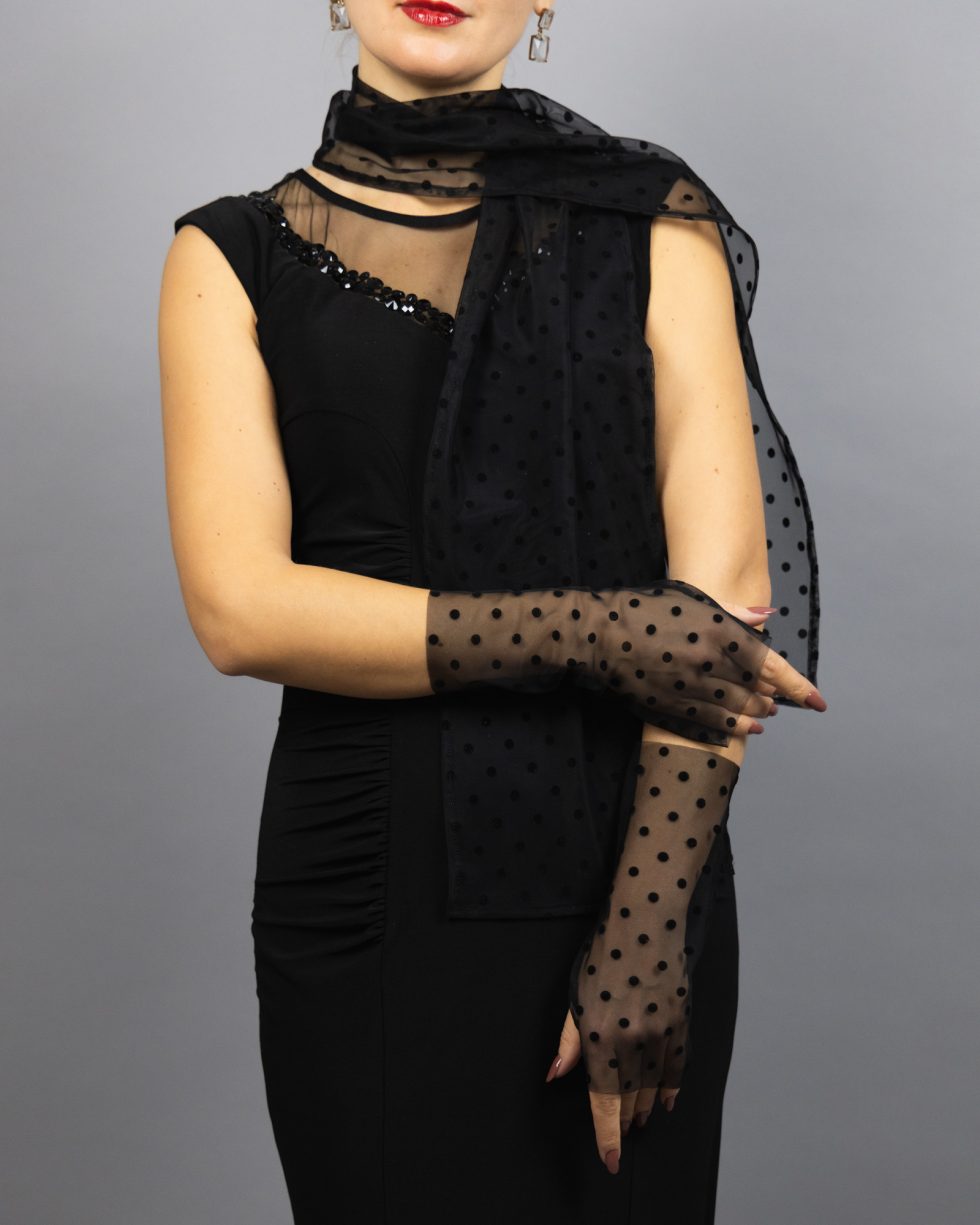 Tulle socks black polka dots socks sheer socks black transparent socks sheer shoes socks matching sheer gloves polka dots gloves woman socks.