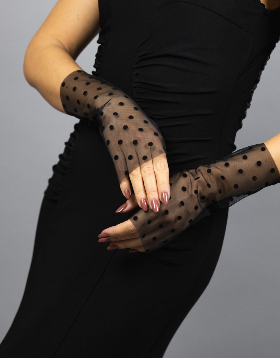 Tulle socks black polka dots socks sheer socks black transparent socks sheer shoes socks matching sheer gloves polka dots gloves woman socks.