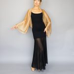 Gold shrug bolero wrap made of sheer chiffon Luxury Chiffon sleeves wrap shawl bolero Winter wedding shrug elegant accessory size uniqu