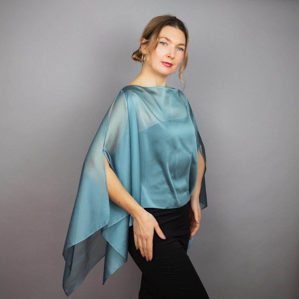 Sea foam chiffon capelet sheer cape