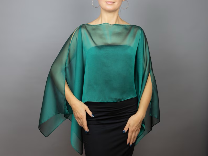 bright green chiffon capelet sheer cape
