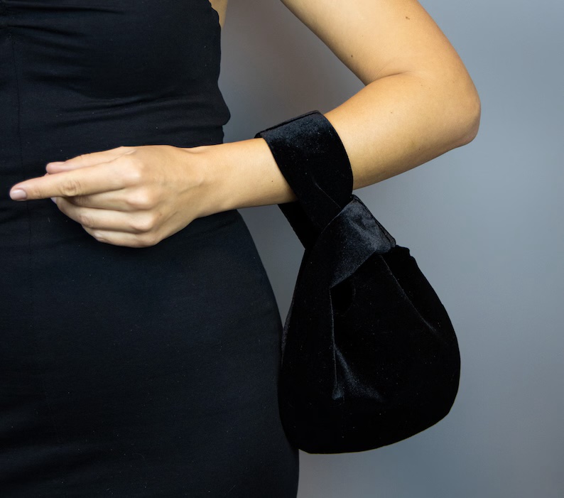 black velvet purse japanese knot bag