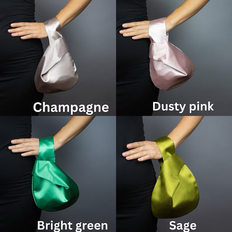 satin purse japanese knot bag