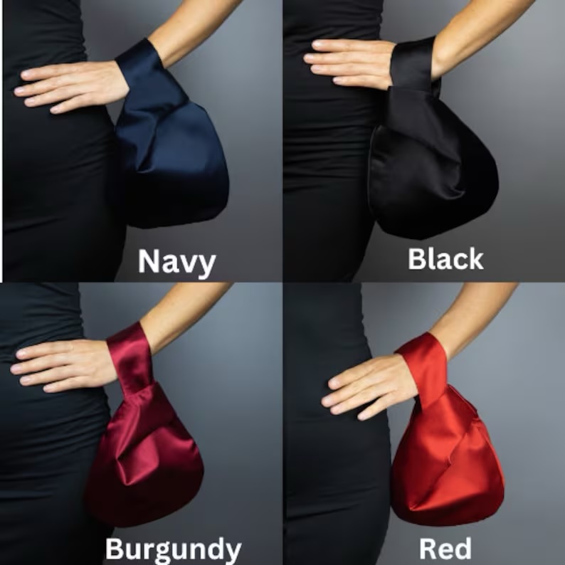 satin purse japanese knot bag