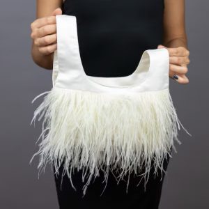ivory purse ostrich feathers Japanese knot bag