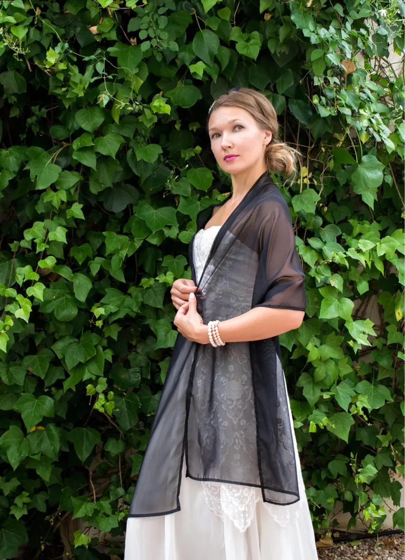 black chiffon shawl sheer scarf