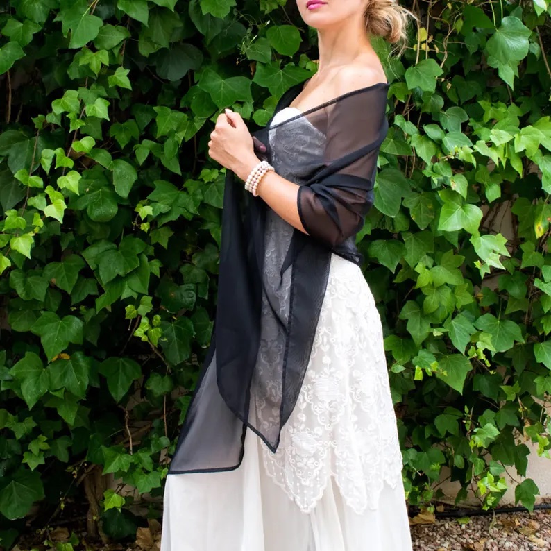 black chiffon shawl sheer scarf