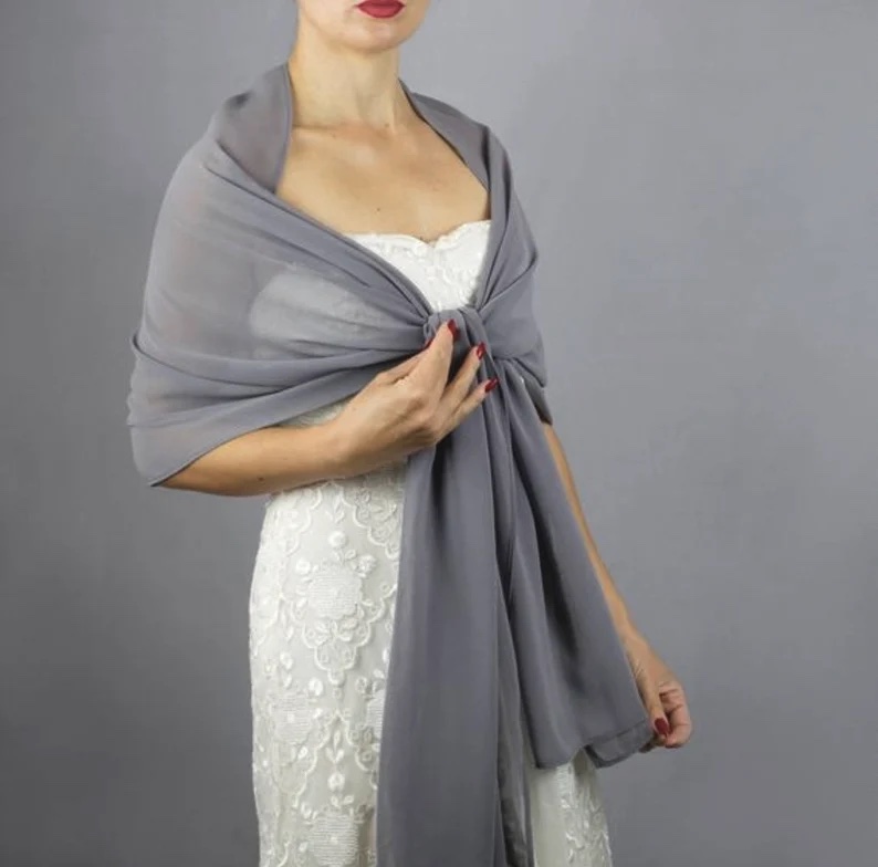 grey chiffon shawl