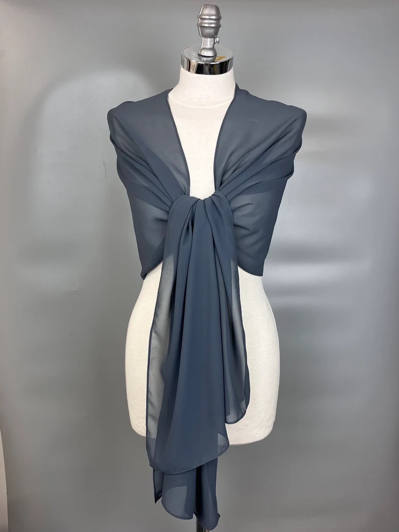 grey chiffon shawl sheer scarf