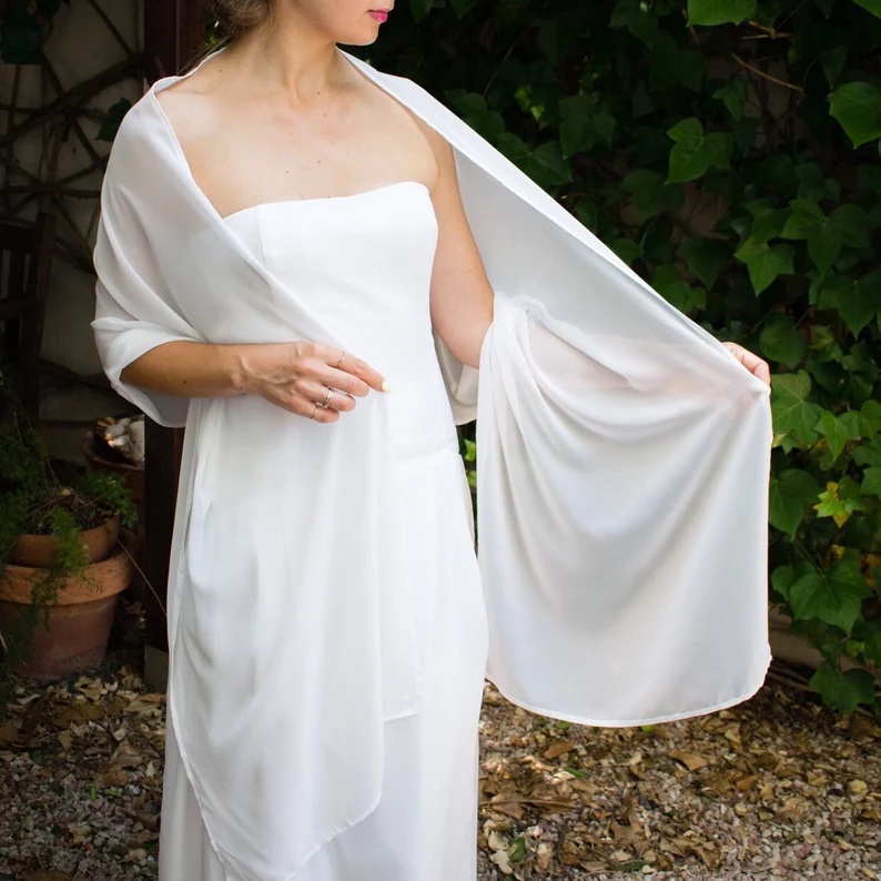 white chiffon shawl
