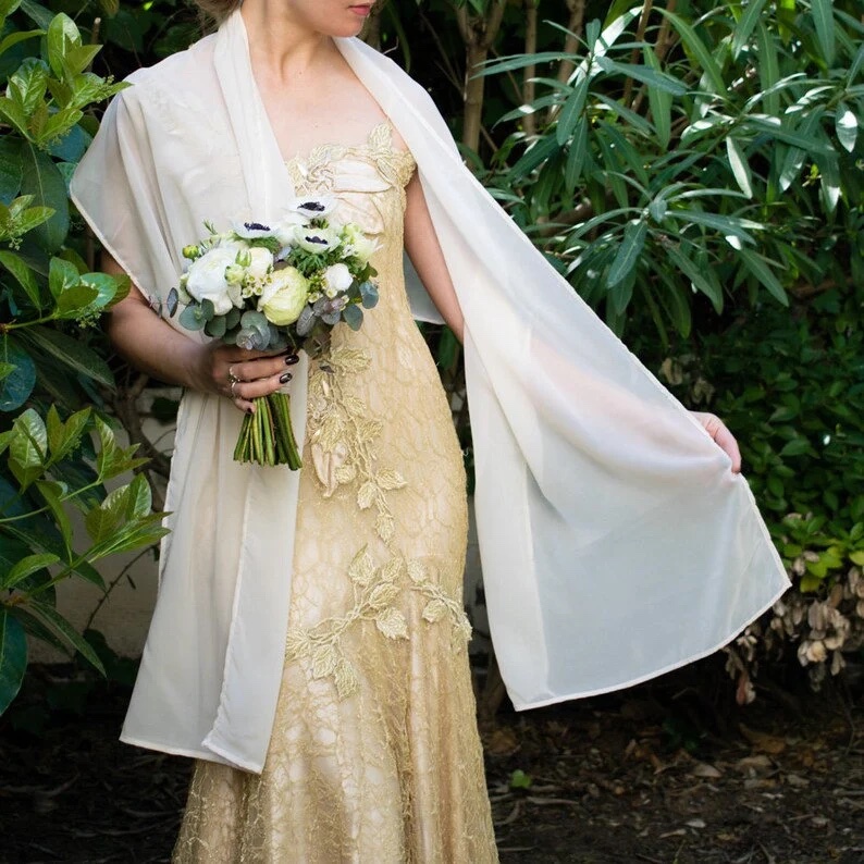 ivory chiffon shawl