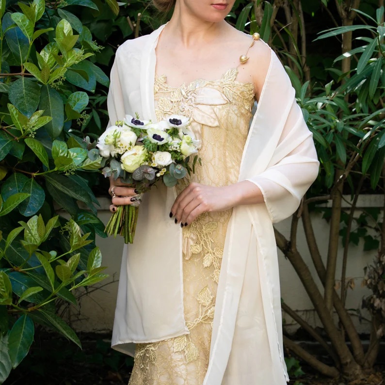 ivory chiffon shawl
