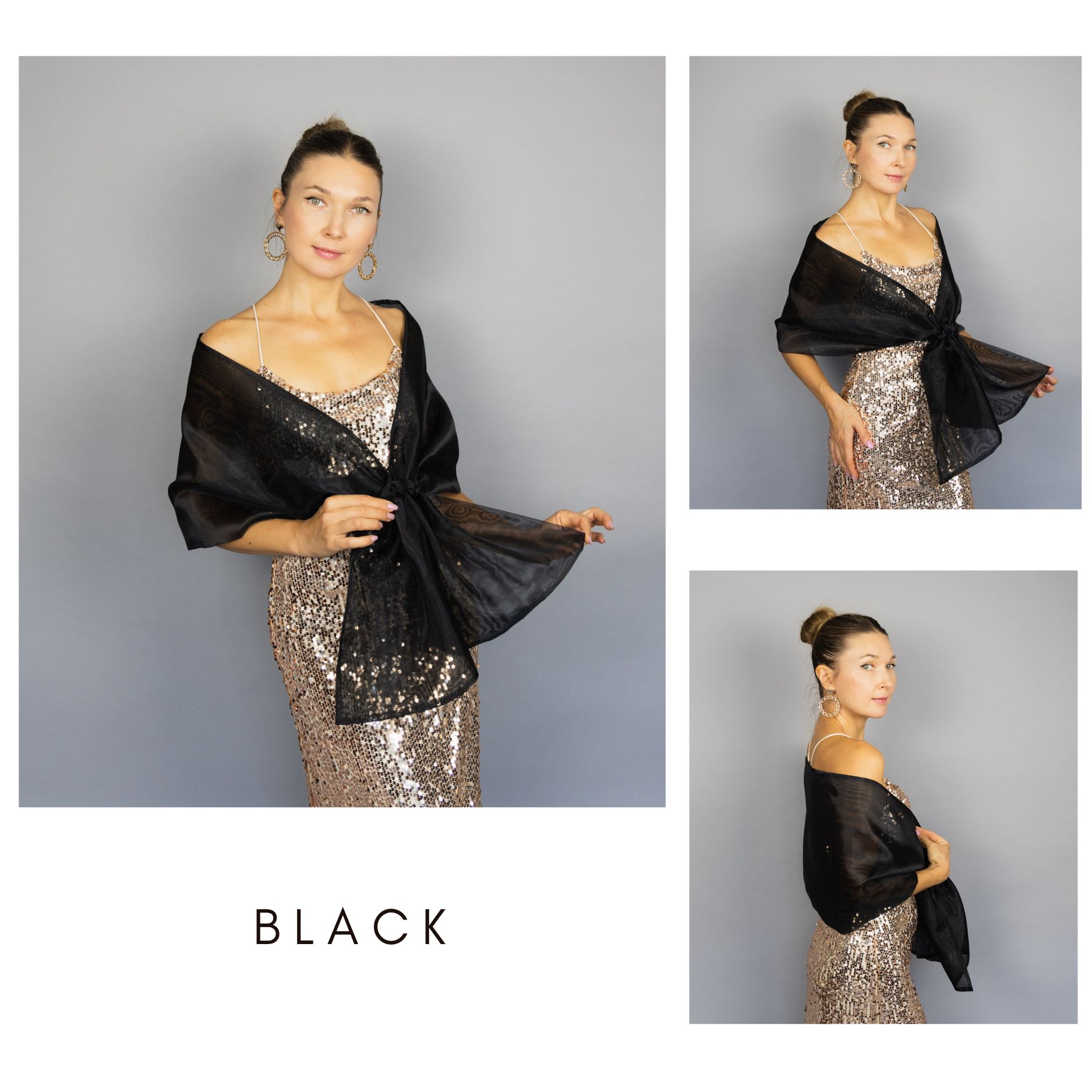 Black organza wrap black pull through wrap black shawl black bridesmaid shawl black organza scarf black loop wrap woman organza shrug