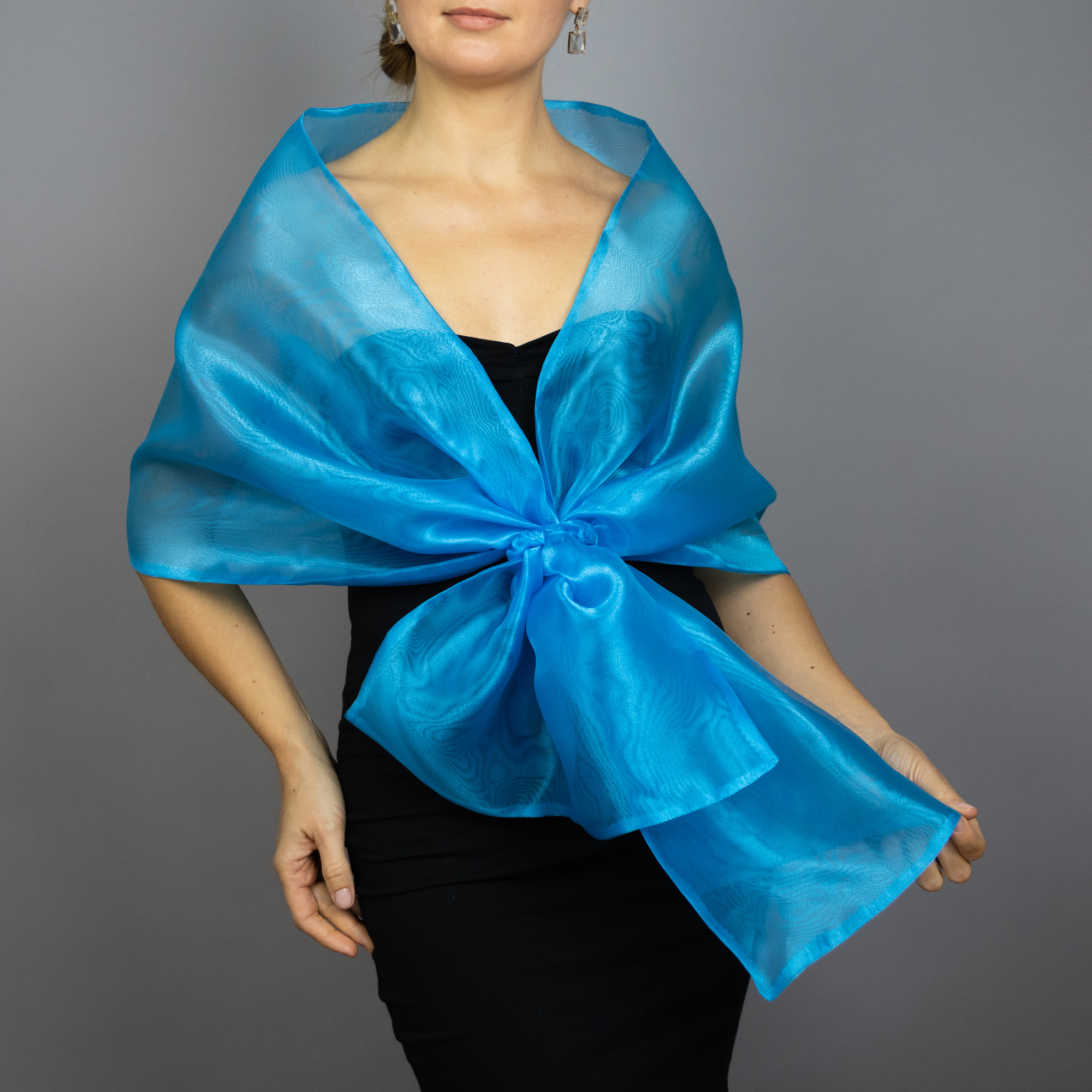 Sky blue organza shawl sky blue loop wrap organza