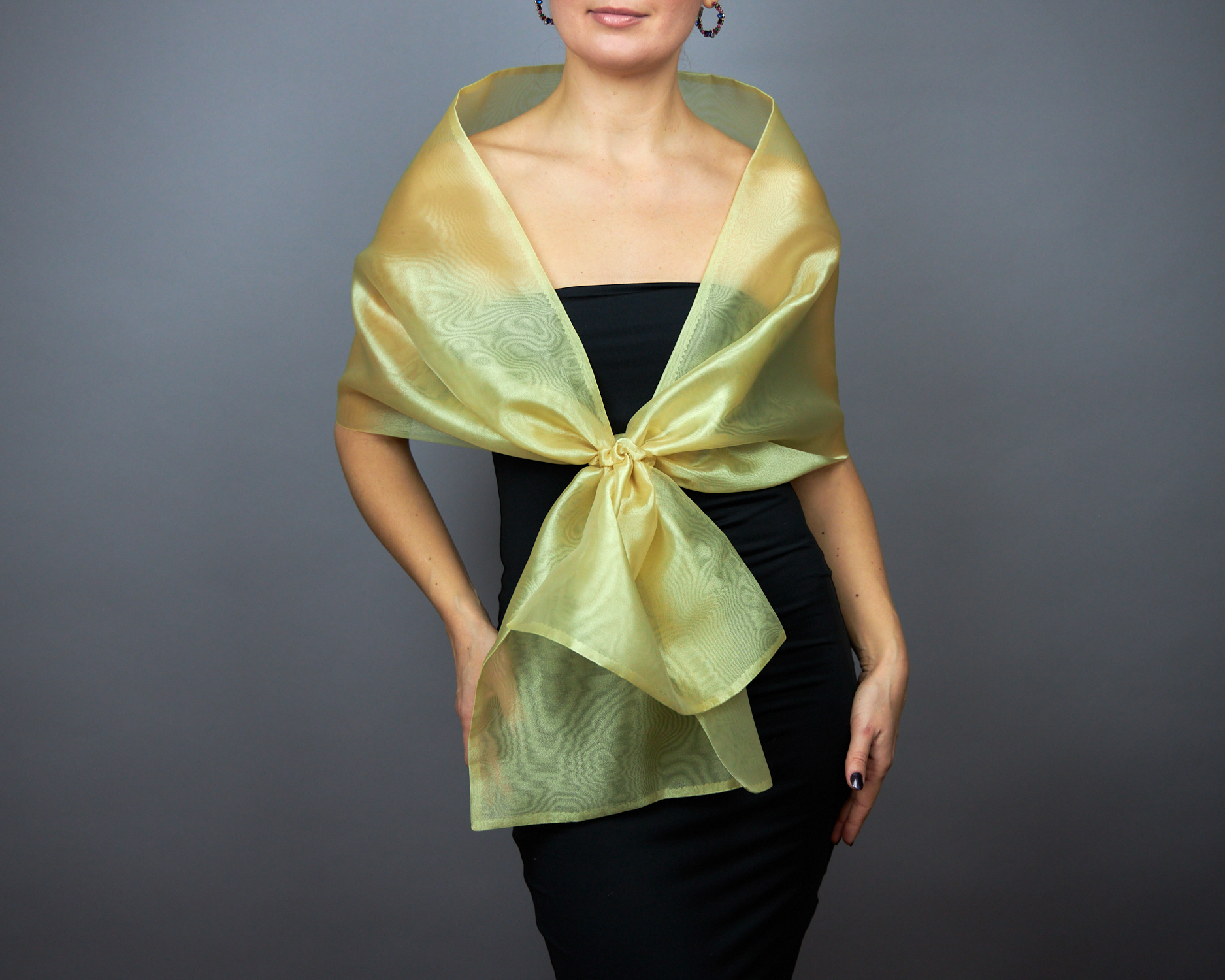 Lime organza shawl lime loop wrap organza